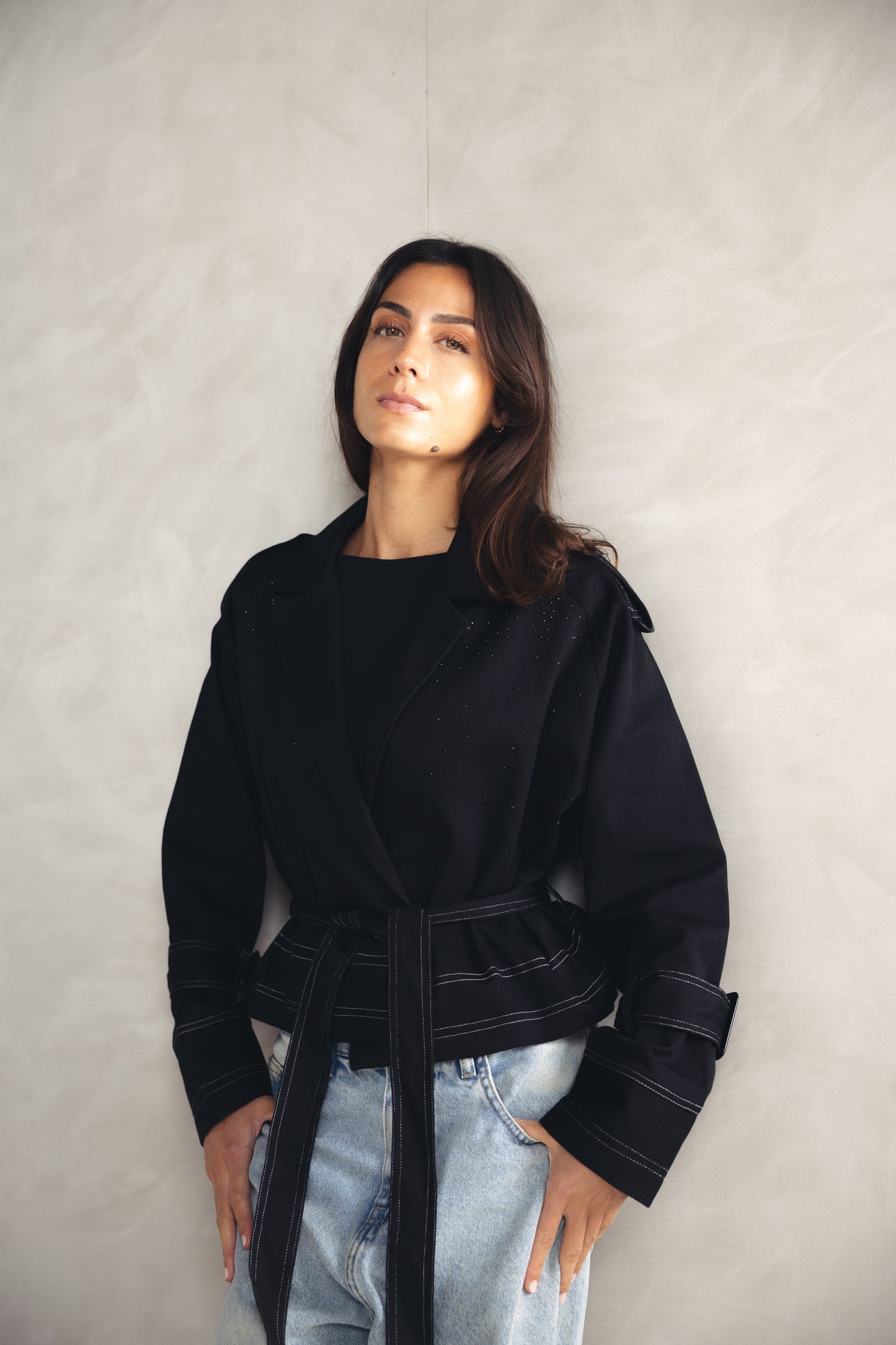 Studdes Cropped Jacket - BLACK