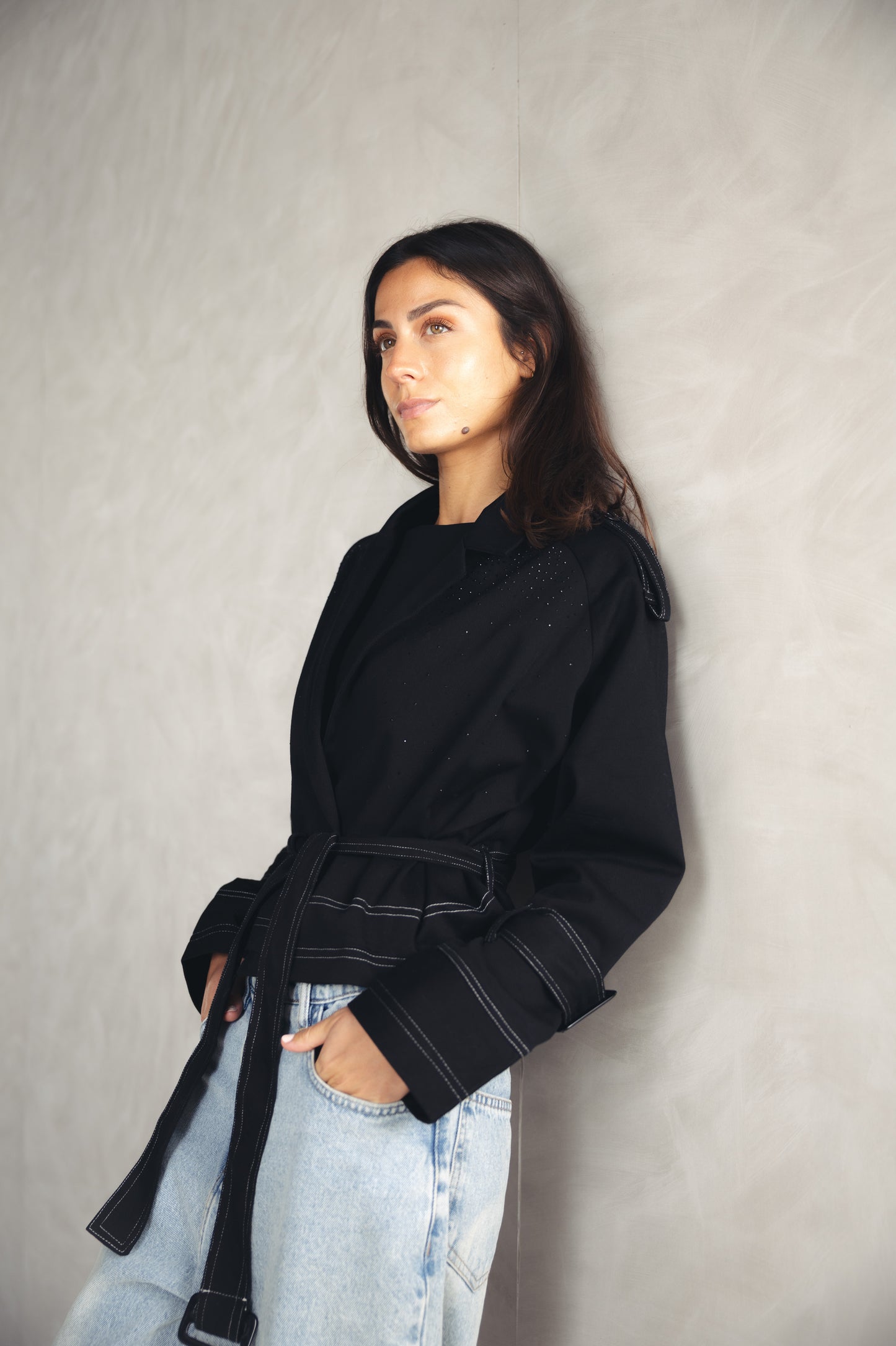 Studdes Cropped Jacket - BLACK