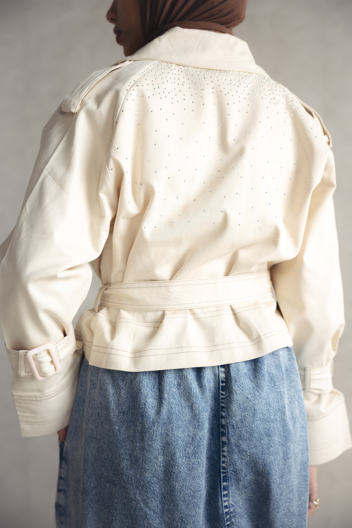 Studdes Cropped Jacket - BEIGE
