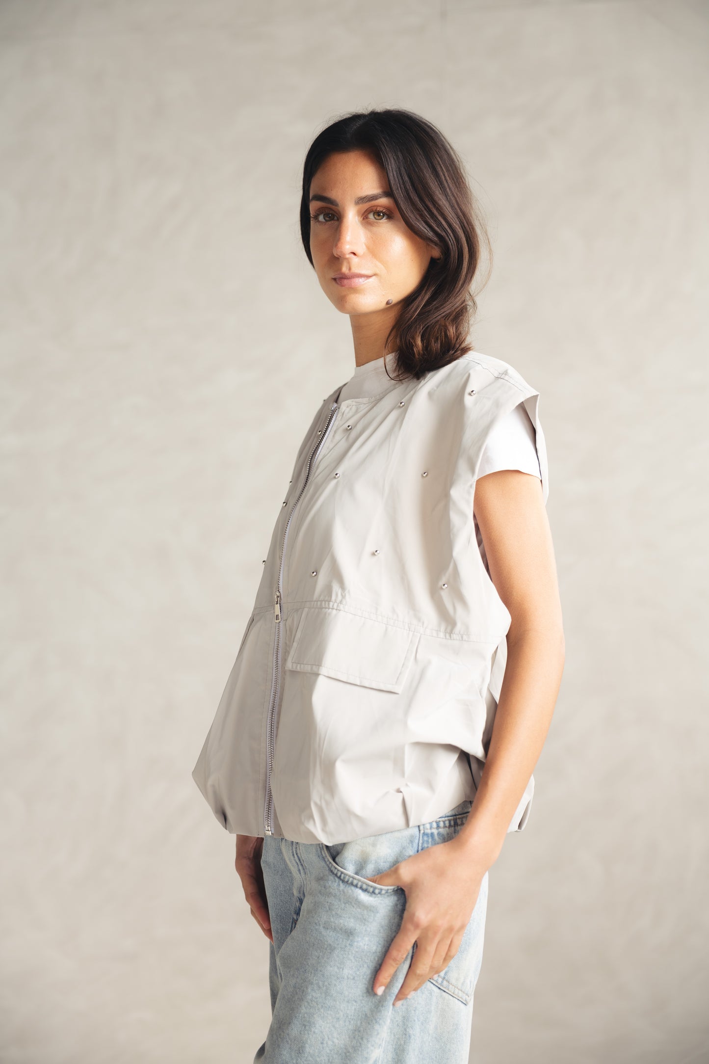 Loli Parachut Vest - GREIGE