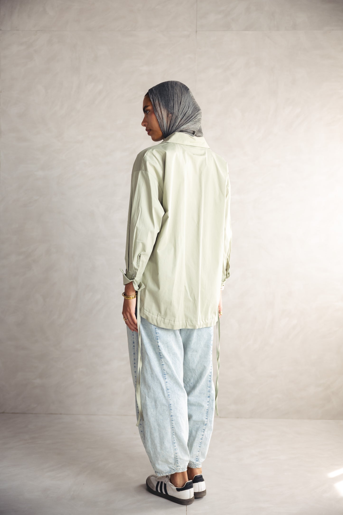 High Low Poplin Shirt - OLIVE