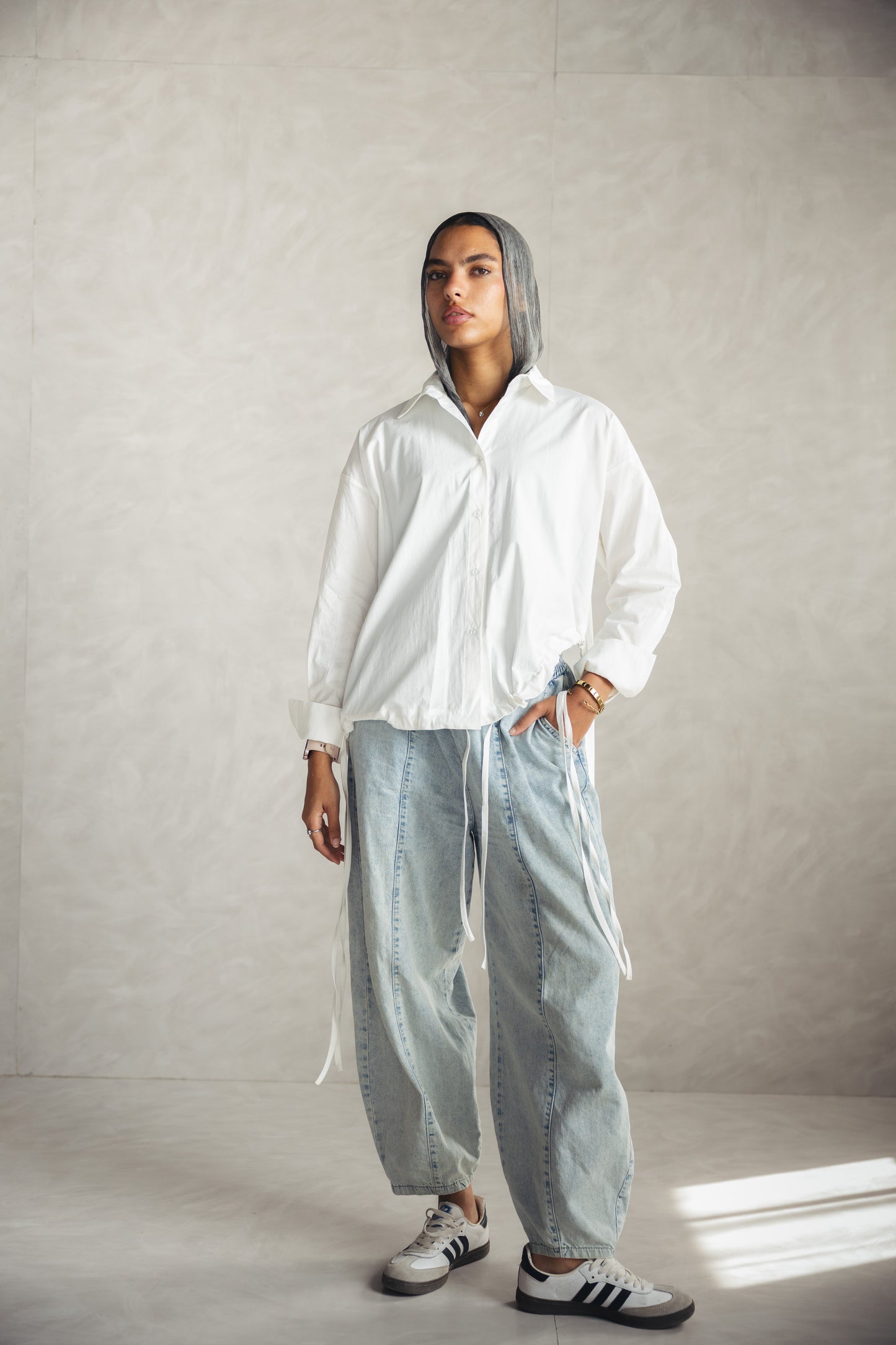 High Low Poplin Shirt - OFFWHITE