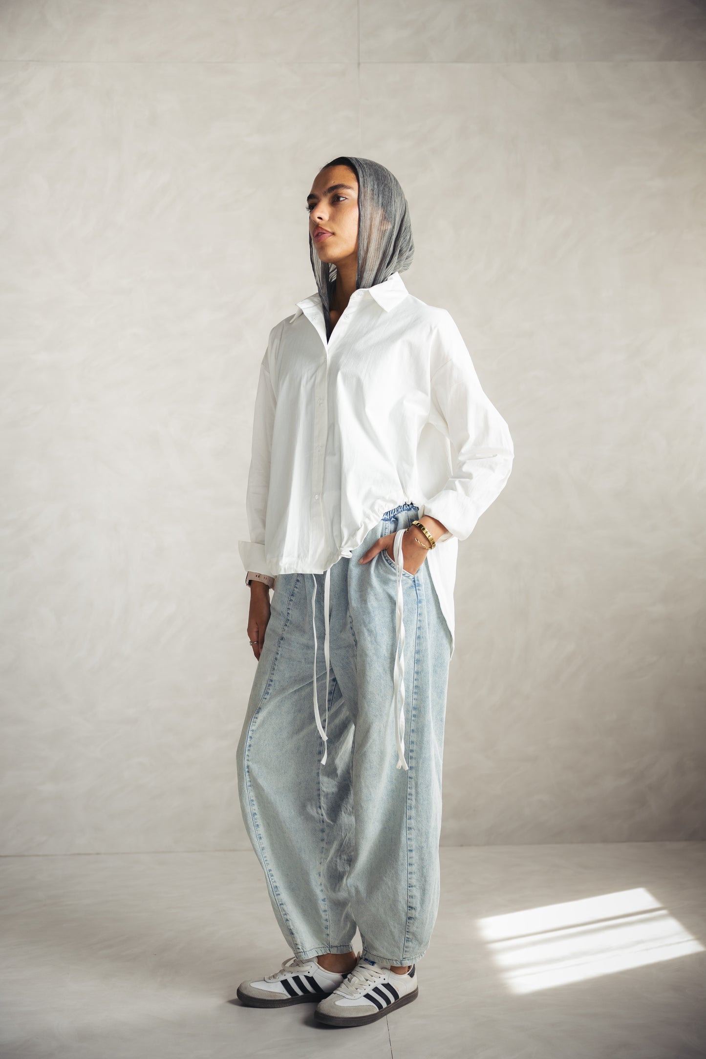 High Low Poplin Shirt - OFFWHITE