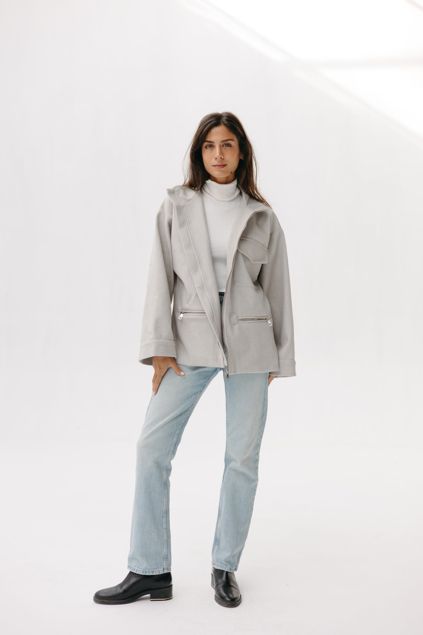 ZIPPER GOOKH JACKET - GREY