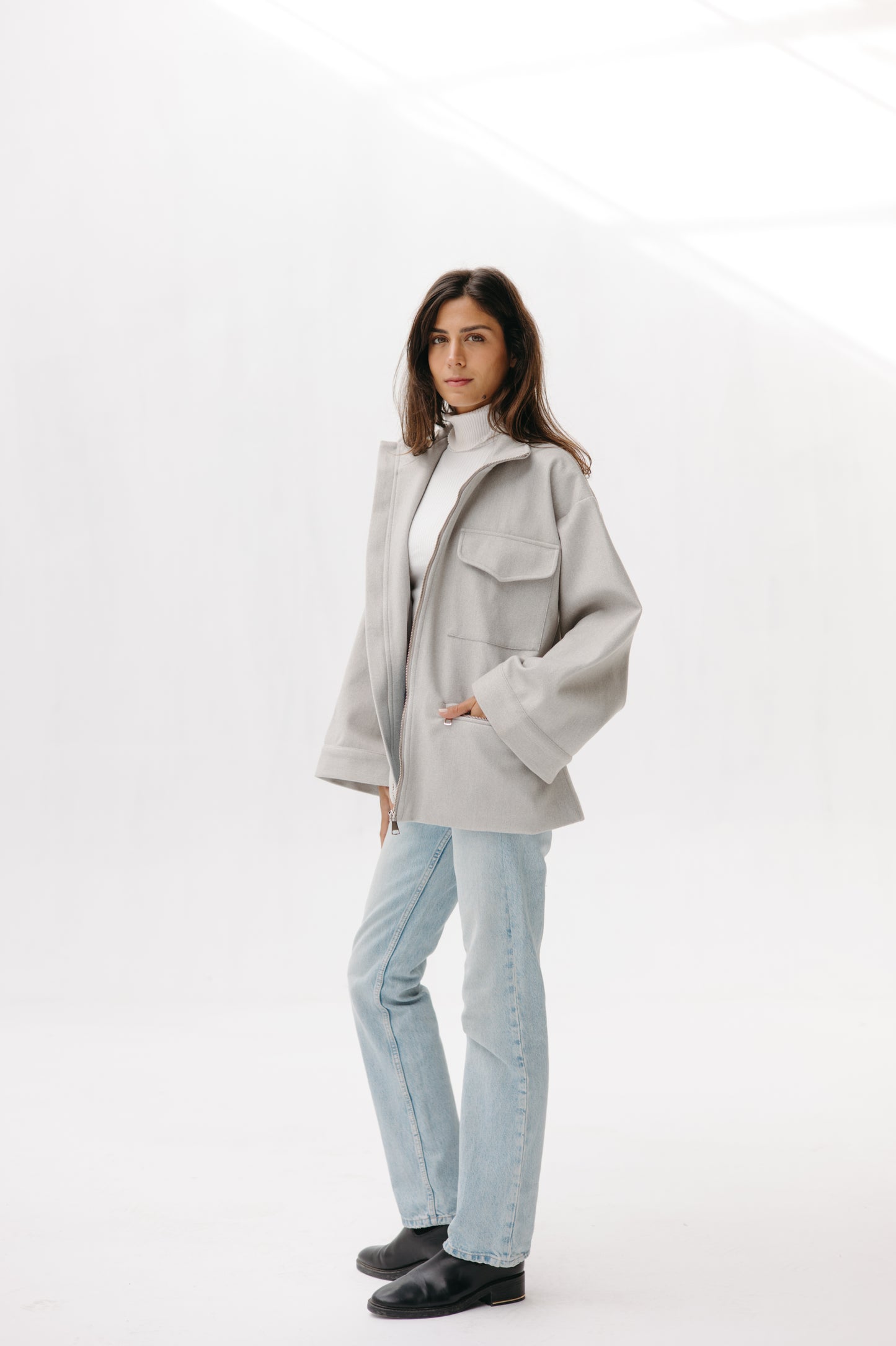 ZIPPER GOOKH JACKET - GREY