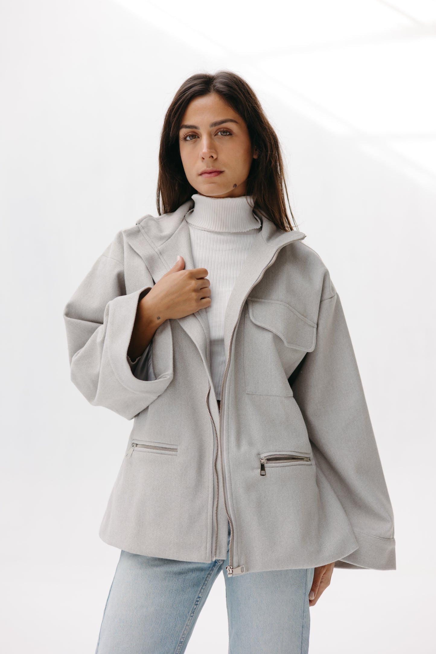 ZIPPER GOOKH JACKET - GREY