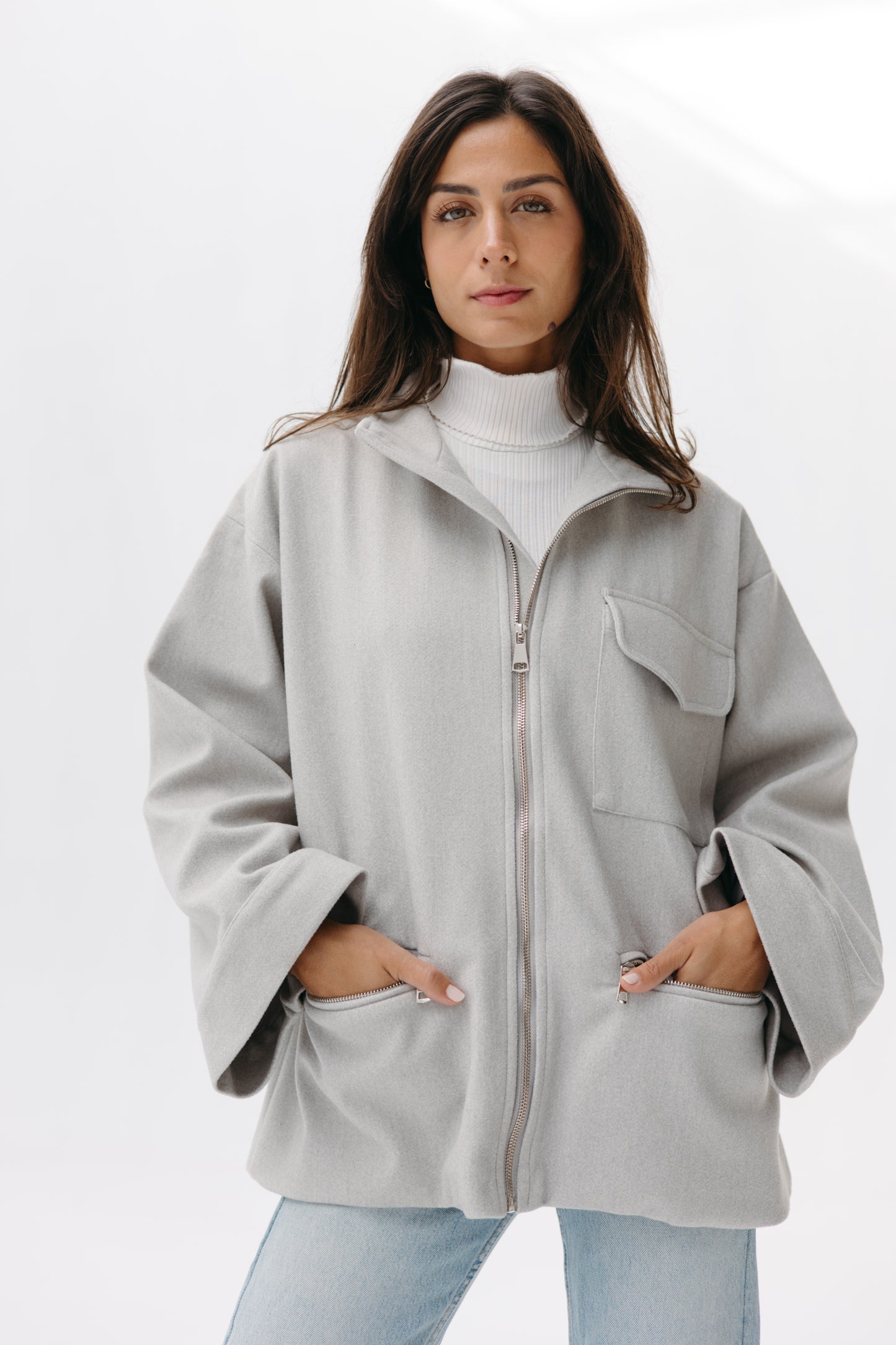 ZIPPER GOOKH JACKET - GREY