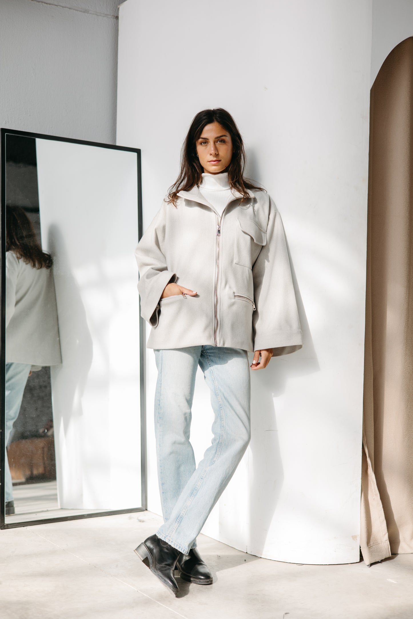 ZIPPER GOOKH JACKET - GREY