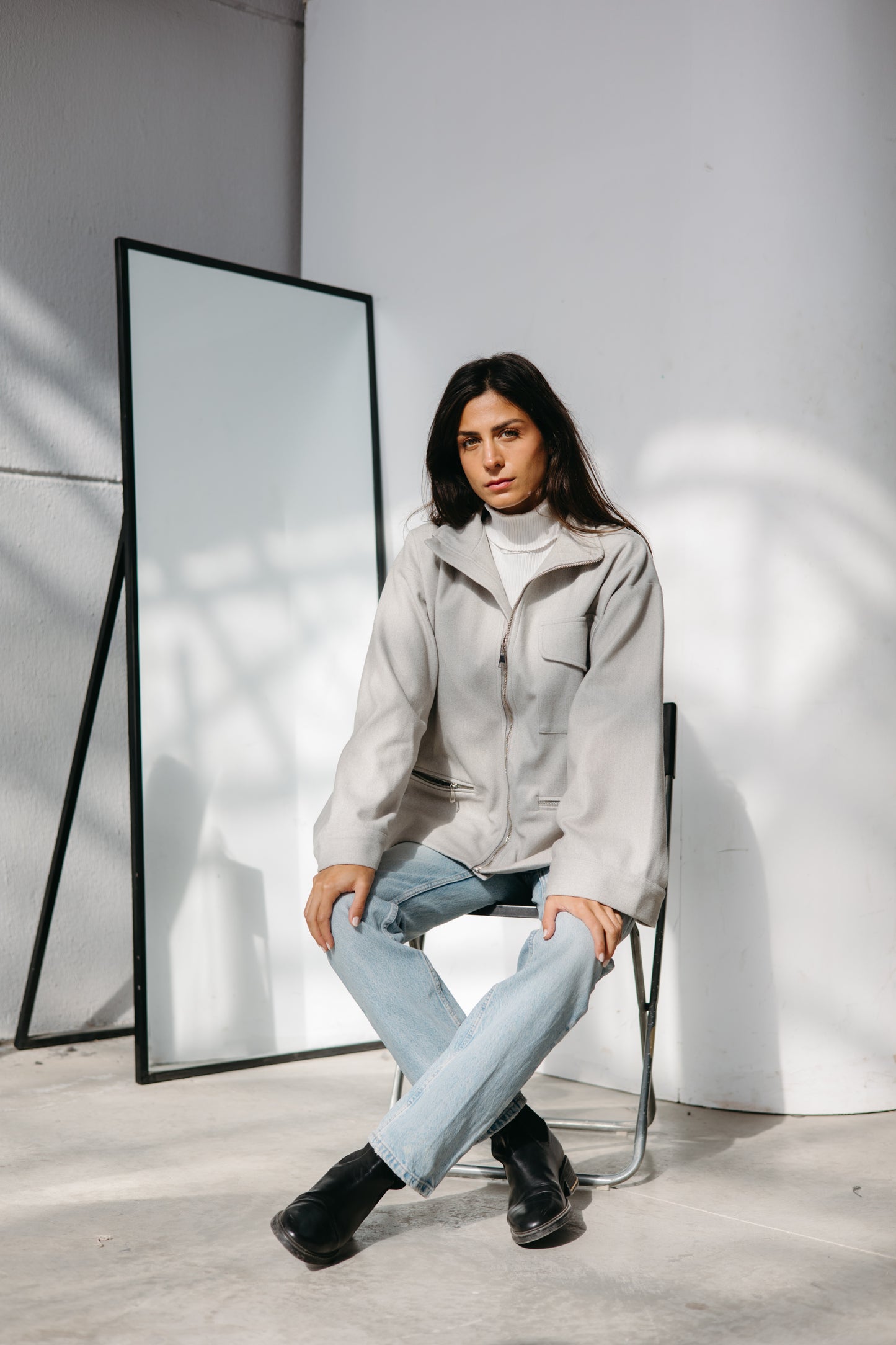 ZIPPER GOOKH JACKET - GREY