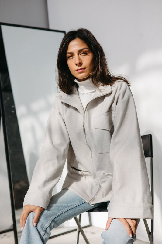 ZIPPER GOOKH JACKET - GREY