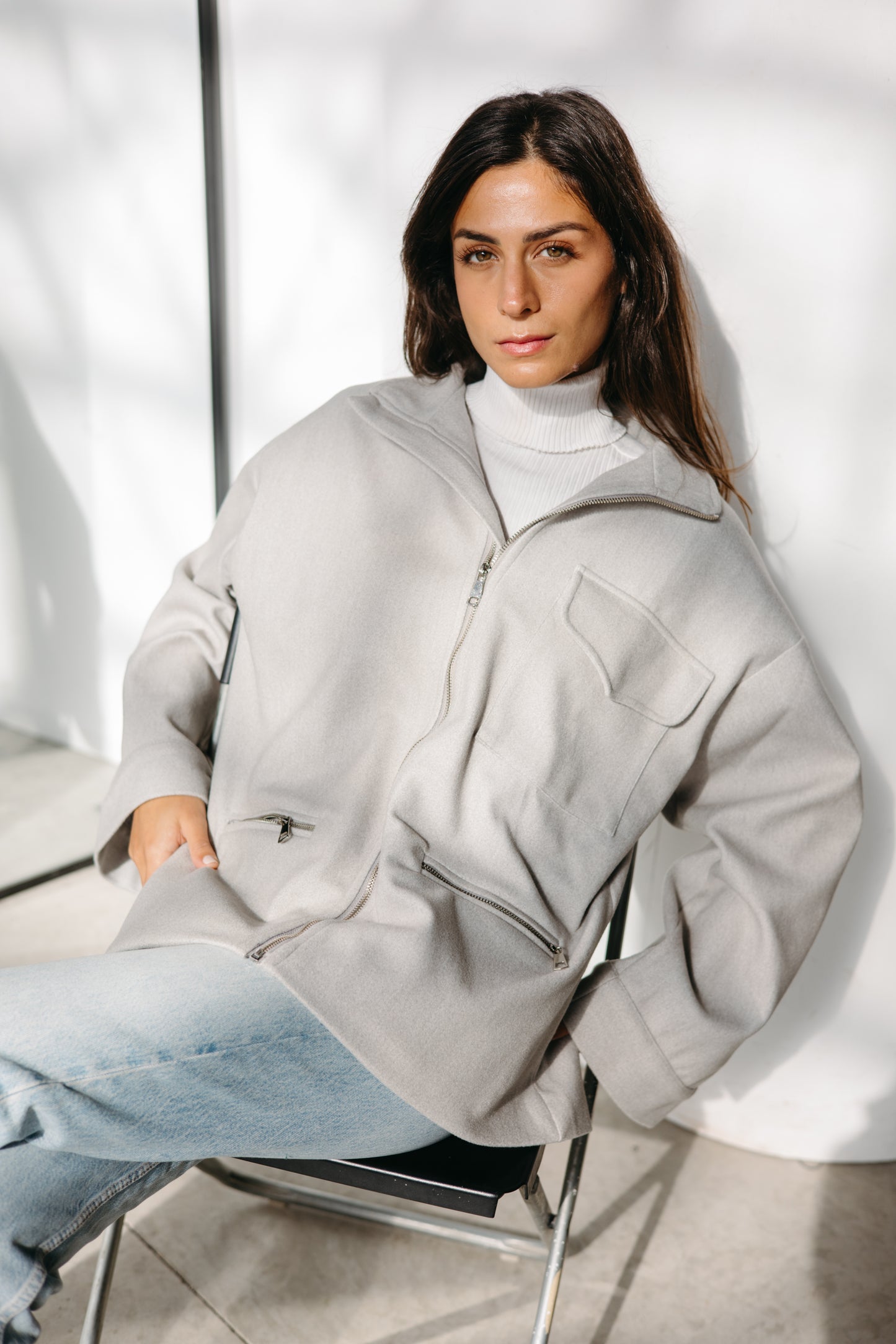 ZIPPER GOOKH JACKET - GREY