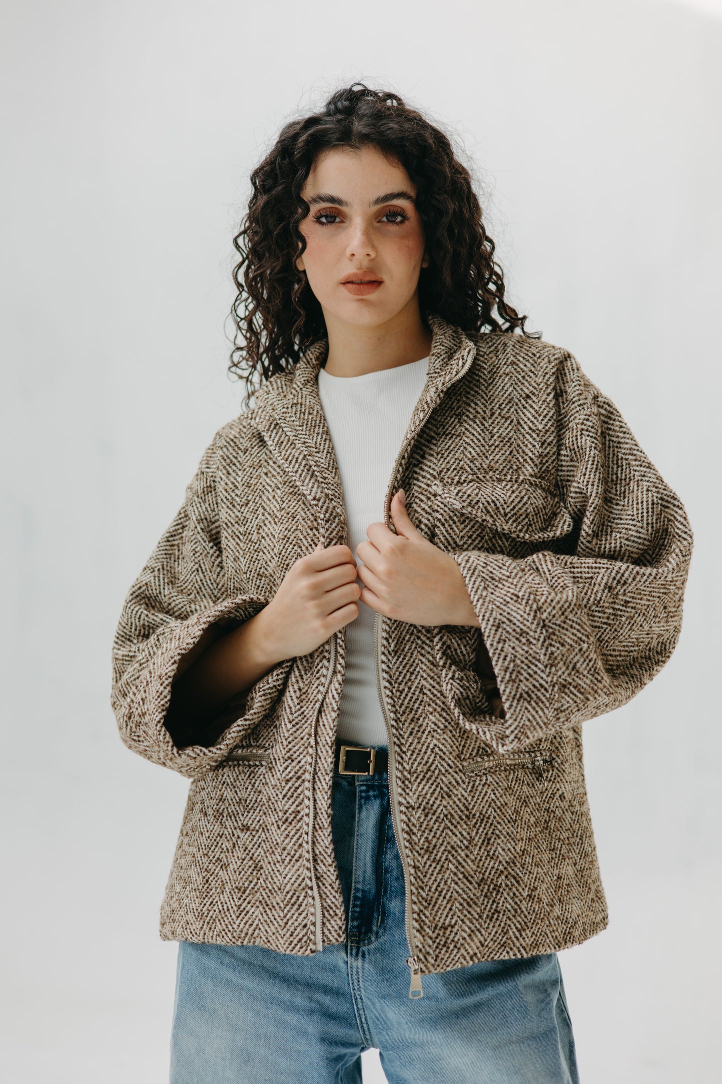 ZIPPER GOOKH JACKET - BROWN