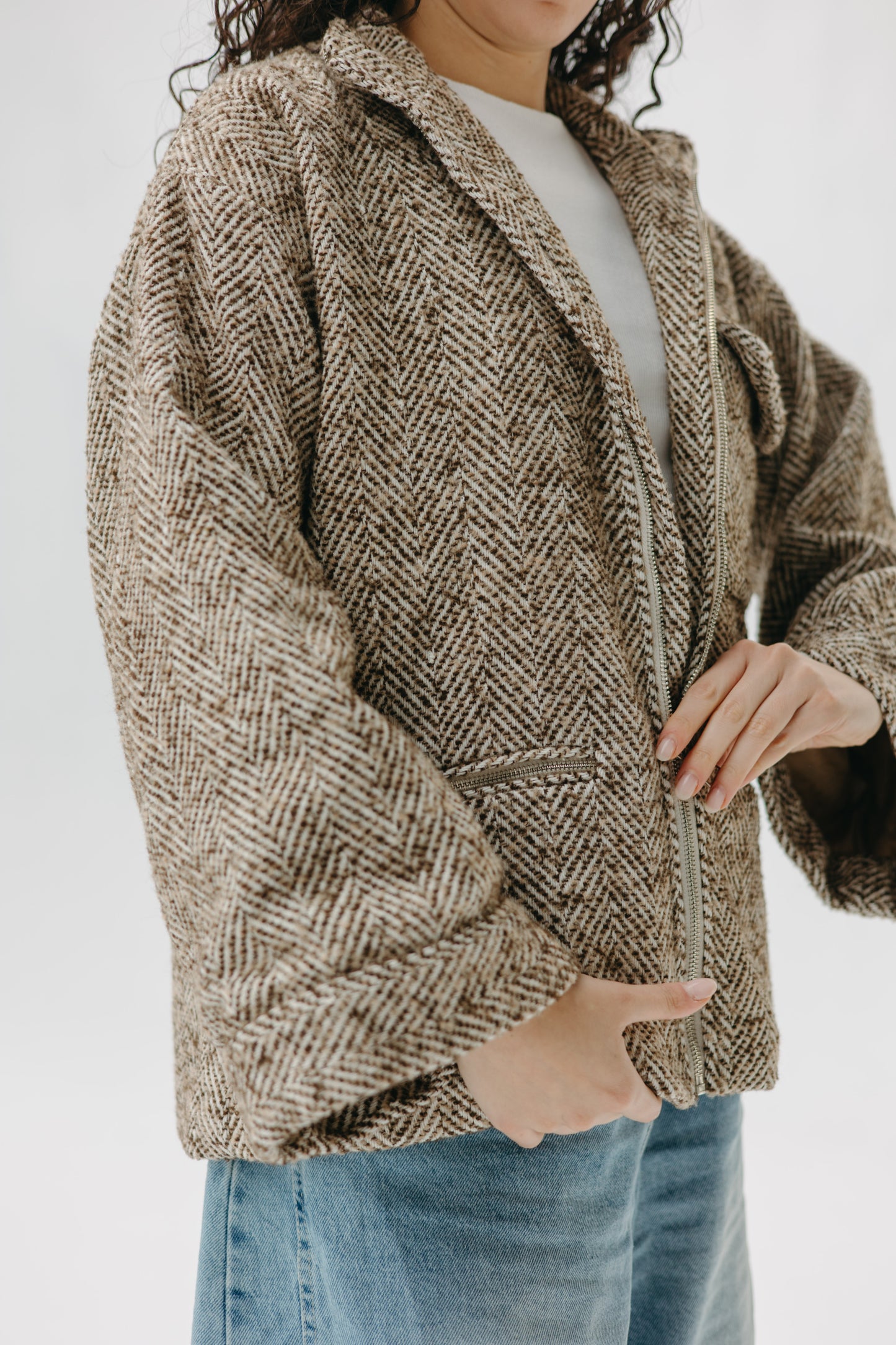 ZIPPER GOOKH JACKET - BROWN