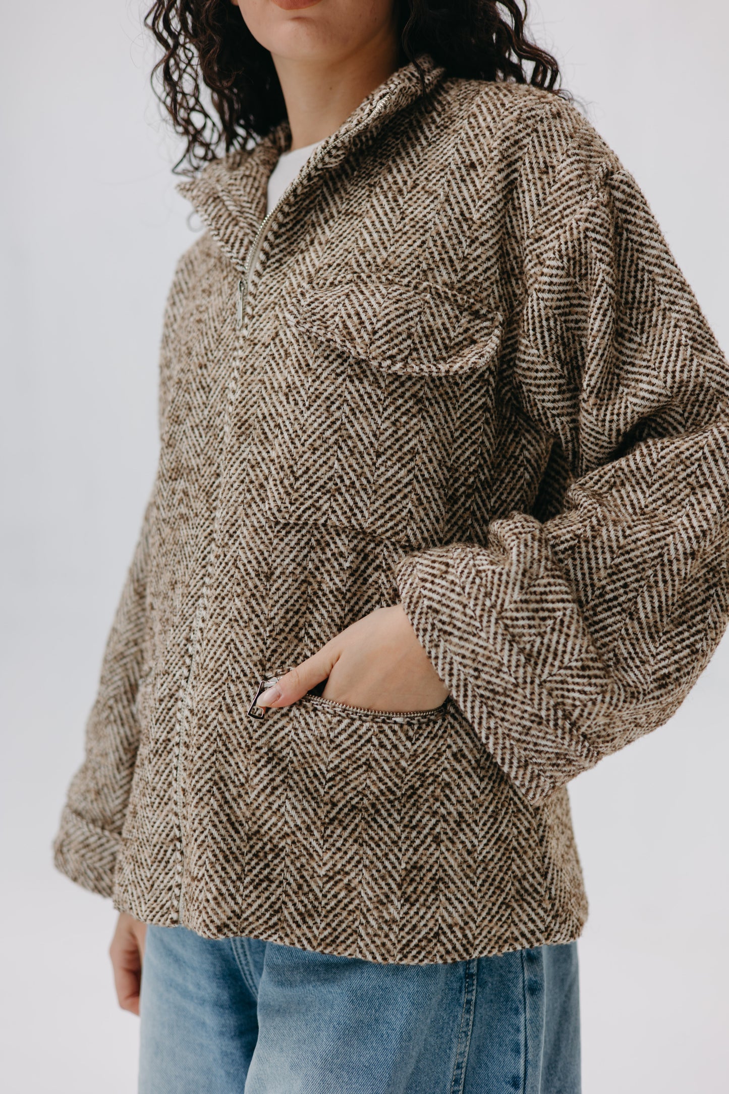 ZIPPER GOOKH JACKET - BROWN