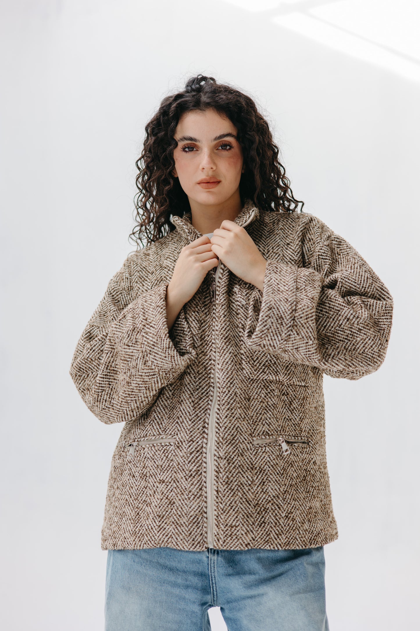 ZIPPER GOOKH JACKET - BROWN