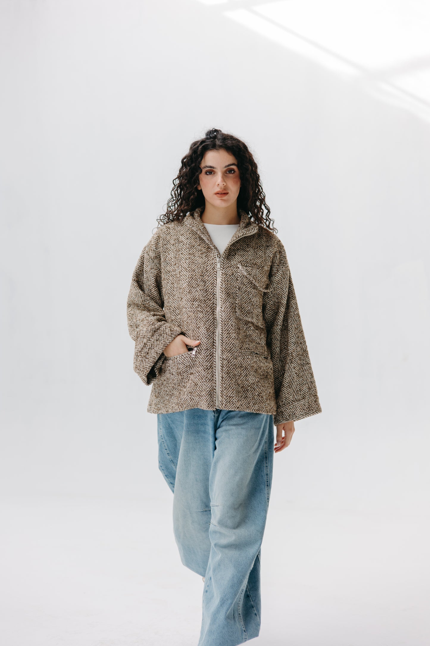 ZIPPER GOOKH JACKET - BROWN