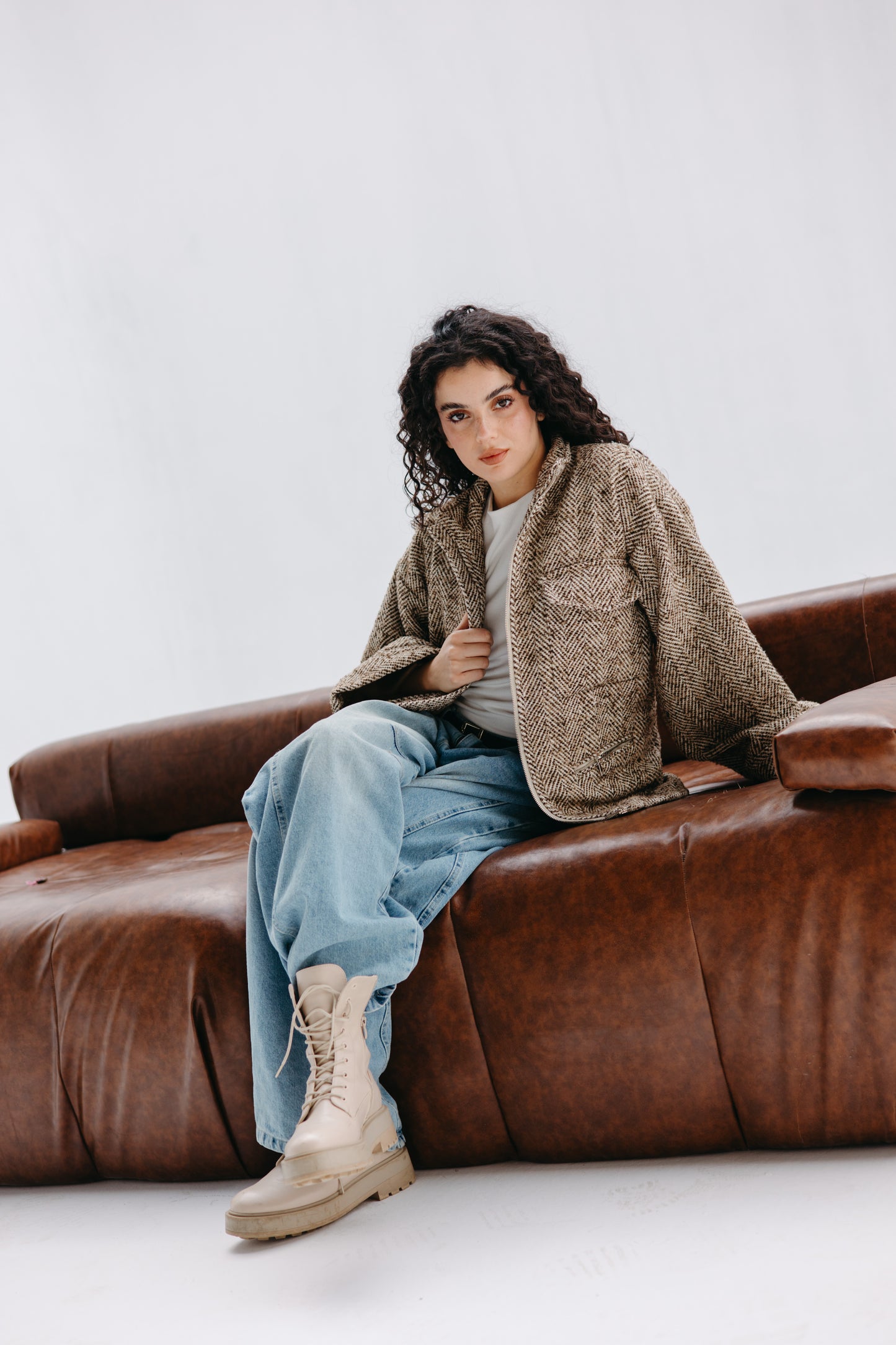 ZIPPER GOOKH JACKET - BROWN